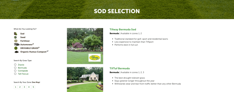 sod selection page
